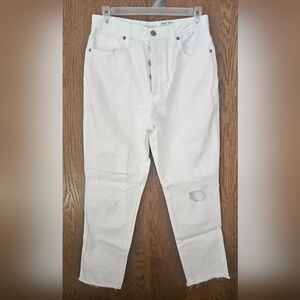 Lucky Brand Drew Womans Distressed White Mom Jeans